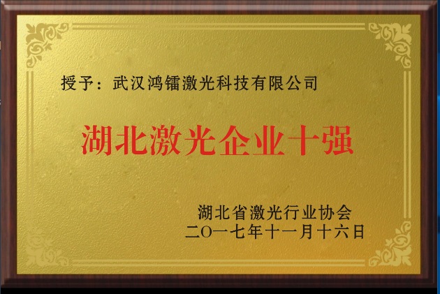 武漢鴻鐳激光榮獲湖北激光企業(yè)十強